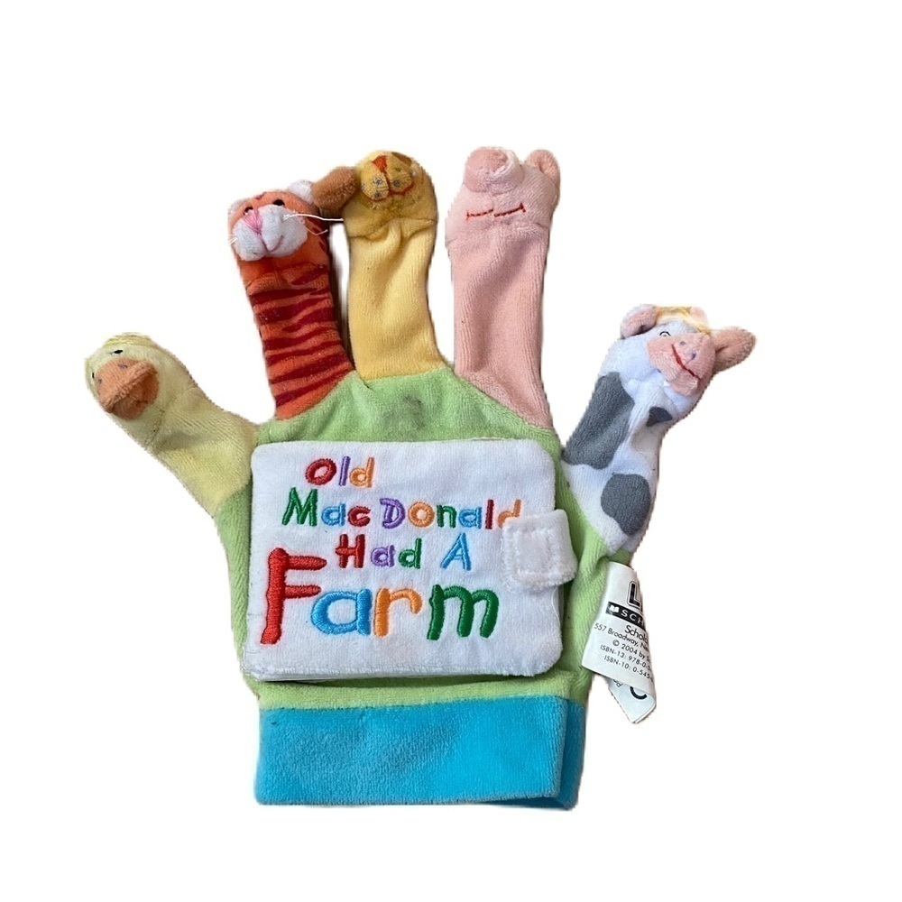 Vintage Old Macdonald Finger Puppet Board Book Kids Toy Reading Learning Baby